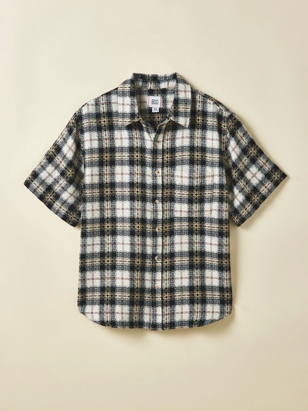 BDG Plaid Textured Weave Short Sleeve Shirt